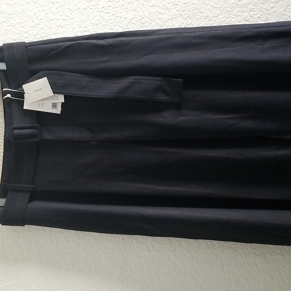 Front Pleat Striped Wide Leg Pants Dark Blue Size 10 - Picture 8 of 13